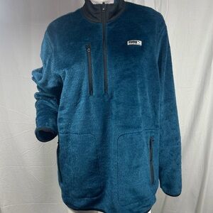 Puma Men’s Navy Blue Fleece Half Zip Jacket Soft Sportswear Medium